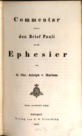 Commentar über den Brief Pauli an die Ephesier