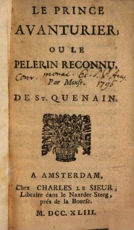 Le prince avanturier, ou le pelerin réconnu