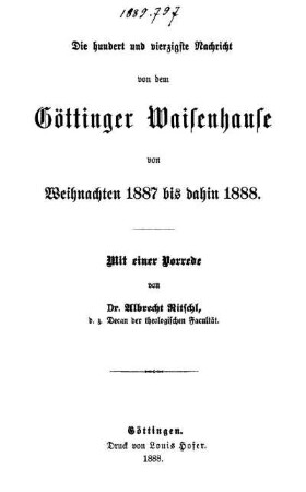 140: Nachricht von dem Göttinger Waisenhause