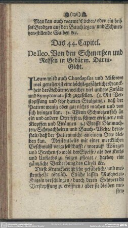 Das 44. Capitel. De Ileo. Von den Schmertzen und Reissen in Gedärm. Darm-Gicht