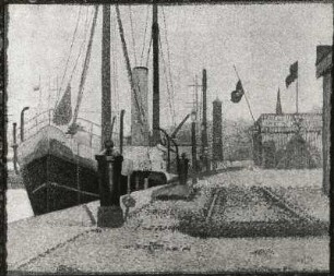 Der Hafen in Honfleur (1886, bezeichnet links unten: "Seurat"; Leinwand; 0,55 x 0,655 m; Nationalgalerie Prag)