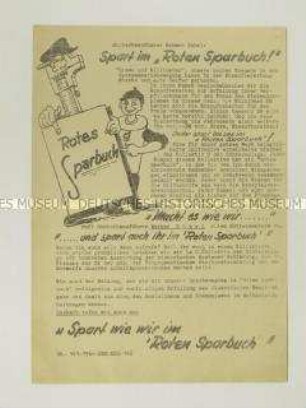 Hektografiertes Flugblatt mit der Aufforderung zur Materialeinsparung