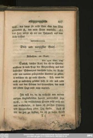 Drey und vierzigster Brief. Klärchen an Karl.