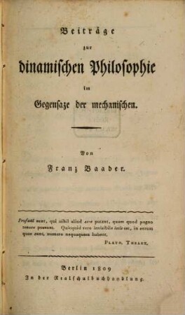 Beiträge zur dinamischen Philosophie