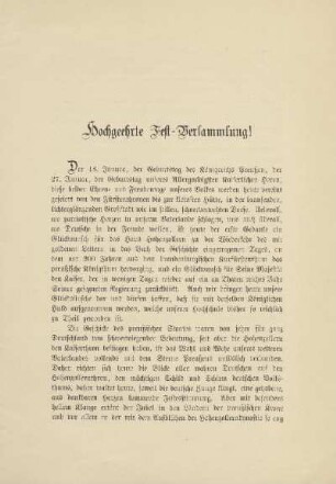 Hochgeehrte Fest-Versammlung!