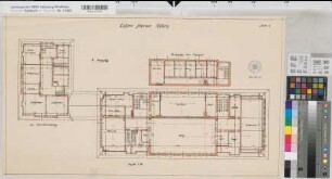 Rüthen (Rüthen) Lehrerseminar Grundriß 2. Obergeschoß vor 1912 1 : 100 41 x 72 farb. Druck Hochbauamt Soest