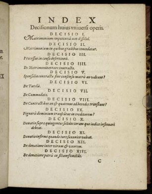 Index Decisionum huius universi operis.