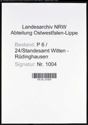Sterberegister Standesamt Witten-Rüdinghausen