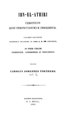 Vol. 2: al- Kāmil fi 't-taʾrīḫ