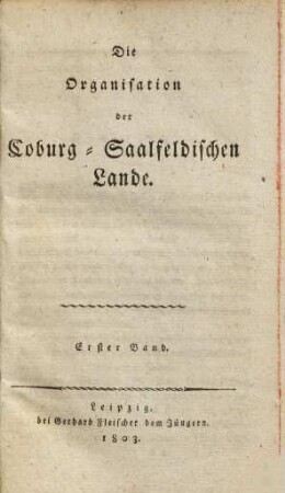 Die Organisation der Coburg-Saalfeldischen Lande, 1