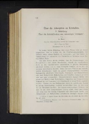 Über die Adsorption an Kristallen.