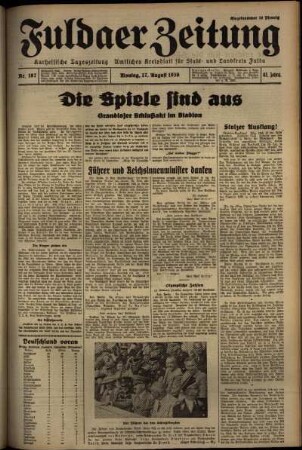 Ausgabe vom Montag, den 17. August 1936.