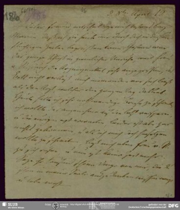 Eigenh. Brief von August Wilhelm von Schlegel an Ludwig Tieck, Coppet, 08.04.1812