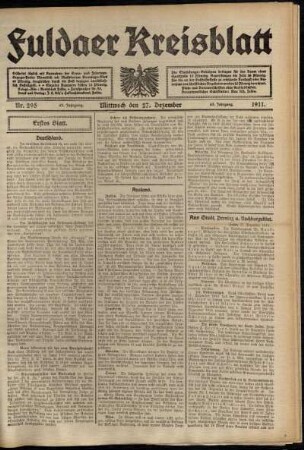 Erste Ausgabe vom Mittwoch, den 27. Dezember 1911.