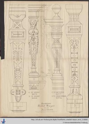 Detailblatt 3. Zu Büffet Blatt 44. Zu Büffet Blatt 52. Zu Bettstelle Blatt 56. Zu Cabinetschrank Blatt 59.