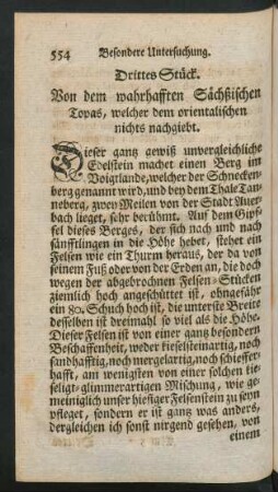 Drittes Stück. Von dem wahrhafften Sächßischen Topas, welcher dem orientalischen nichts nachgiebt