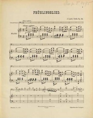 Frühlingslied : für Violoncello mit Begleitung des Pianoforte ; Op. 42