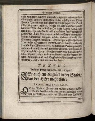 "Textus" und "Exordium Speciale"
