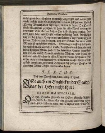 "Textus" und "Exordium Speciale"