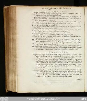 Index Quaestionum hic decisarum.