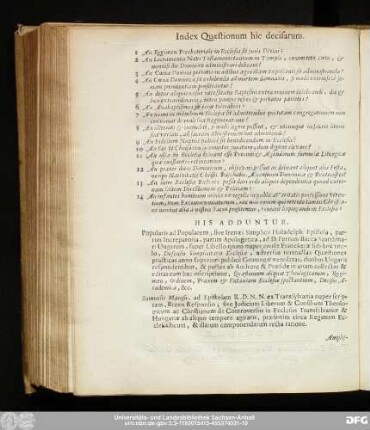 Index Quaestionum hic decisarum.