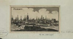 Ansicht von Zerbst, Stich, um 1700? : Zerbst. - [S.l.] , [um 1700?]. - 1 Kunstbl. : Stich ; 11 x 6 cm