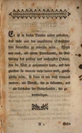Eines Protestanten, Herrn Christoph Gottlieb von Murr, der Reichsstadt Nürnberg Zollamtmanns, und Mitglieds des königlichen historischen Instituts zu Göttingen, und der naturforschenden Gesellschaft in Berlin [et]c. Acht und zwanzig Briefe über die Aufhebung des Jesuiterordens