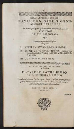 [Pars XIII.] De Familiis Regum ... Stirps Biblionaea: ...