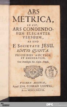 Ars Metrica, Id Est Ars Condendorum Eleganter Versuum