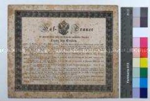 Kleiderordnung für die sechs Monate währende Hoftrauer anlässlich des Todes des österreichischen Kaisers Franz I.