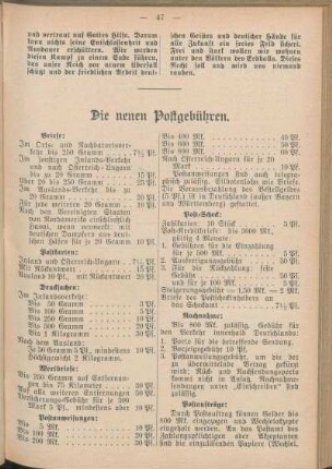 Die neuen Postgebühren.