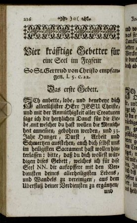 Vier kräfftige Gebetter für eine Seel im Fegfeur