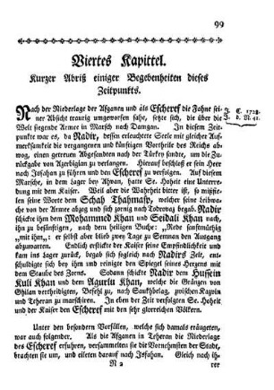 Viertes Kapittel. Kurzer Abriß einiger Begebenheiten dieses Zeitpunkts.