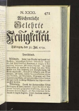 XXXI. (31. Jul. 1739)