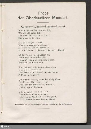 Probe der Oberlausitzer Mundart