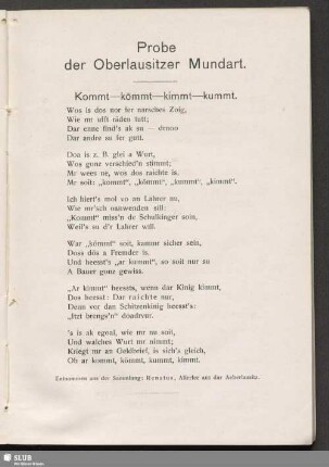 Probe der Oberlausitzer Mundart