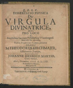 Dissertatio Physica De Virgula Divinatrice