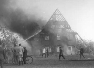 Türchau. Brand eines Wohnstallhauses