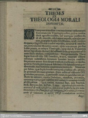 Theses Ex Theologia Morali Depromptae