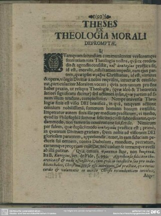 Theses Ex Theologia Morali Depromptae