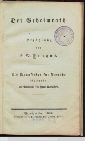 Der Geheimrath : Erzählung