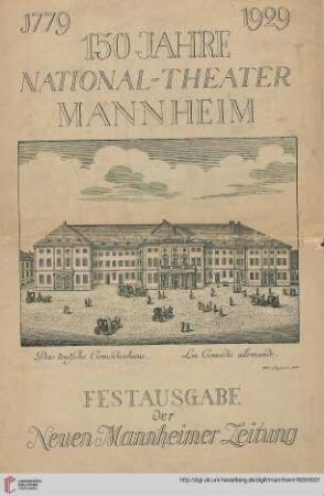150 Jahre National-Theater Mannheim : 1779 - 1929