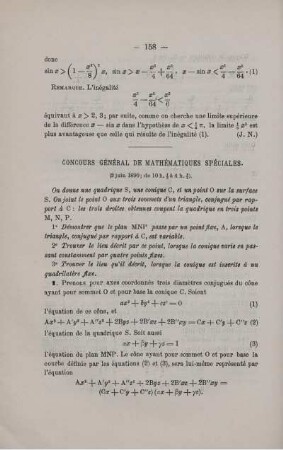 CONCOURS GÉNÉRAL DE MATHÉMATIQUES SPÉCIALES.