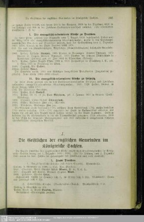 J. Die Geistlichen der englischen Gemeinden im Königreiche Sachsen