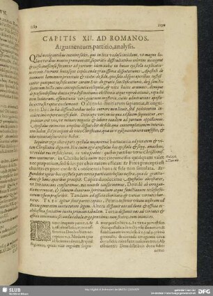Capitis XII. Ad Romanos. Argumentum, partitio, analysis