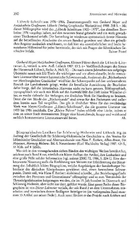 Lübecker-Schrifttum 1976 - 1986, zsgest. von Gerhard Meyer und Antjekathrin Graßmann : Lübeck, Verlag Graphische Werkstätten, 1988
