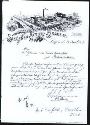 Firmenbriefkopf Siegener Actien - Brauerei
