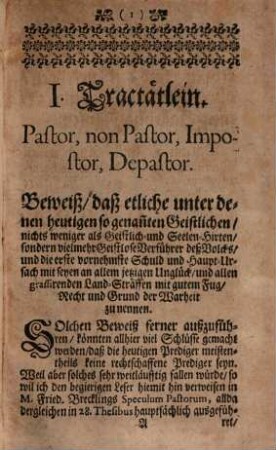 Theologische Curiositäten : darinnen beschrieben und gehandelt wird von geistlosen Geistlichen, Regenten-Pflicht, Haus- und Kinder-Zucht, ... = Curiosa theologica