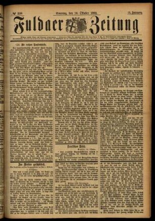 Erste Ausgabe vom Sonntag, den 16. Oktober 1892.