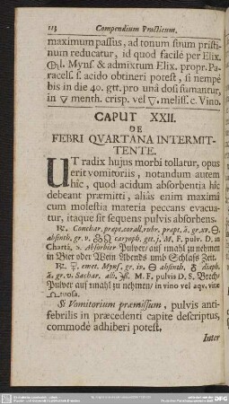 Caput XXII. De Febri Quartana Intermittente